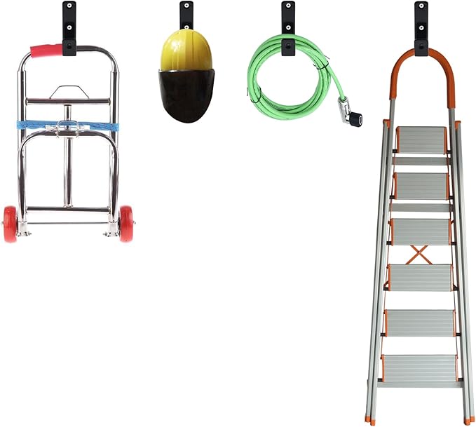 Bunk Bed Ladder Hooks Brackets, Iron Bed Ladder Hook,PVC Coated Angled Ladder Hooks,Heavy Duty Replacement Hardware Utility Hooks,Loft Garage Storage Hooks,J Brackets Hooks with Screws Black
