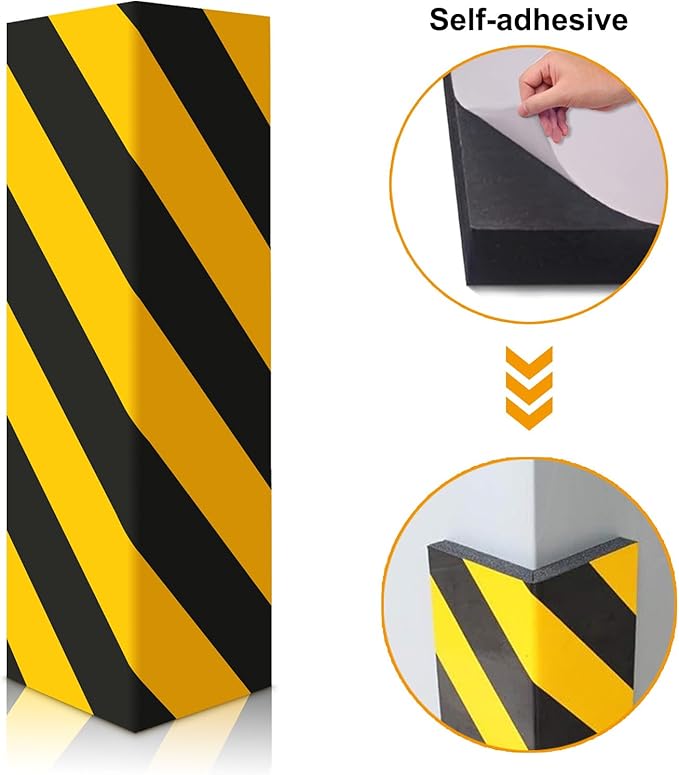 2pcs Garage Wall Guards Wall Protector Cover Yellow and Black Foam Wall Corner Guard for Parking Garages (Yellow+Black)