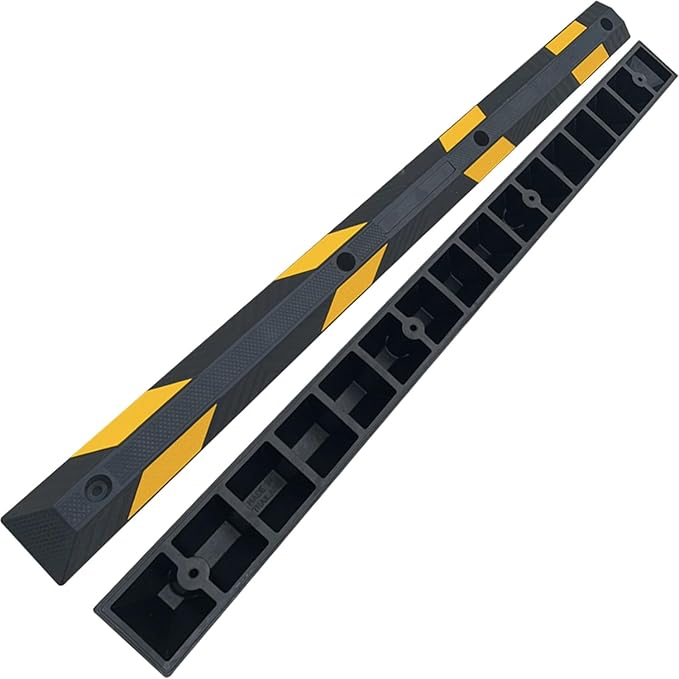 72" in 6' Ft Heavy-duty Rubber Parking Curb, Installation Kits Included, Parking Garage Floor Stopper, Wheel Stopper for Vehicles Truck Driveway Protect Cars Vans Trucks Pumpers (72" - 2Pack)