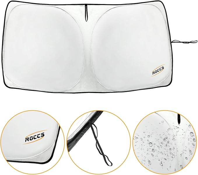 ROCCS Windshield Sun Shade fit for Toyota 4Runner 2010-2023 2024 2025,Foldable Front Window Sunshade Sun Visor Protector Blocks UV Rays Keep Your Car Cooler