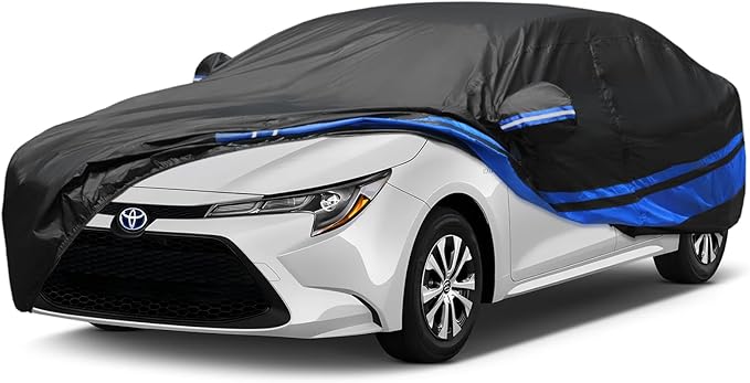 10-Layer for Toyota Corolla Car Cover Waterproof All Weather for Automobiles, Outdoor Full Exterior Covers Rain Snow UV Protection with Door Zipper, Fit for Toyota Corolla 2000-2024