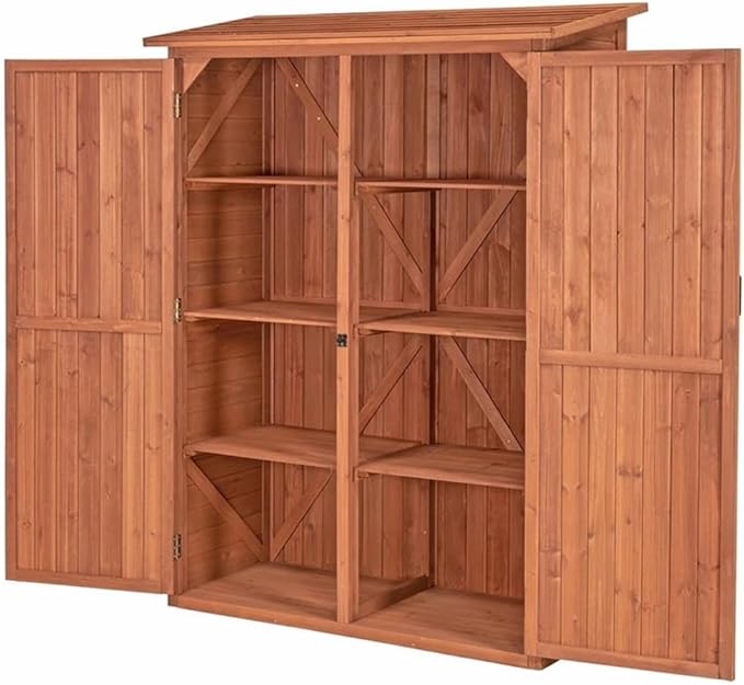 Leisure Season MCS5137 Multi Compartment Storage Cabinet - Brown - Indoor and Outdoor Shed for Garden, Patio, Shed, Backyard, Front Porch, Garage - Tool Organizer and Furniture with Shelves, Cabinets