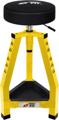 Adjustable Tall Shop Stool, Mechanic Garage Bar Stool Chair, Work Metal Chair for Workshop,360° Swivel Padded Seat, Tool Tray Storage, 350 LBS Capacity, Heavy Duty, Yellow