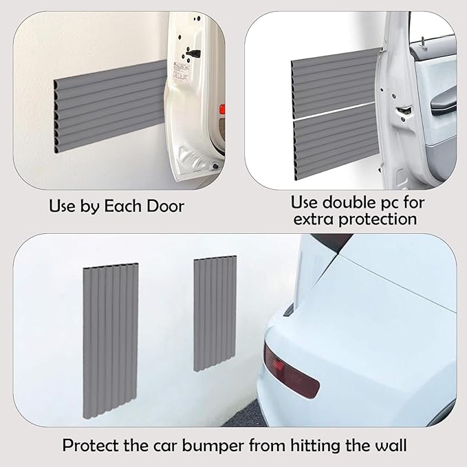 Rubber Bond Garage Wall Protectors - 4in x 12ft Strong Self-Adhesive Rubber Bumper Protectors for Garage Walls - Waterproof and Anti-Scratch Garage Wall Protector for Car Doors (Grey)