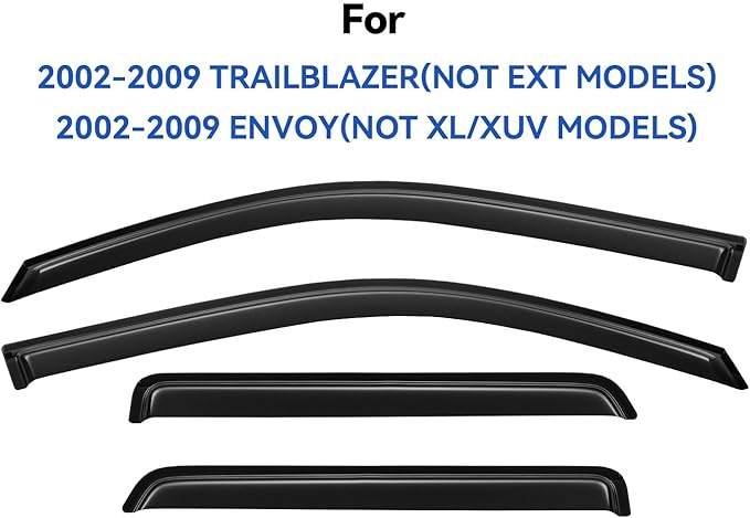 Window Visors Rain Guards for 2002-2009 Chevy Trailblazer, Out-Channel Window Vent Wind Deflectors Visors Shades for 2006-2009 Trailblazer SS
