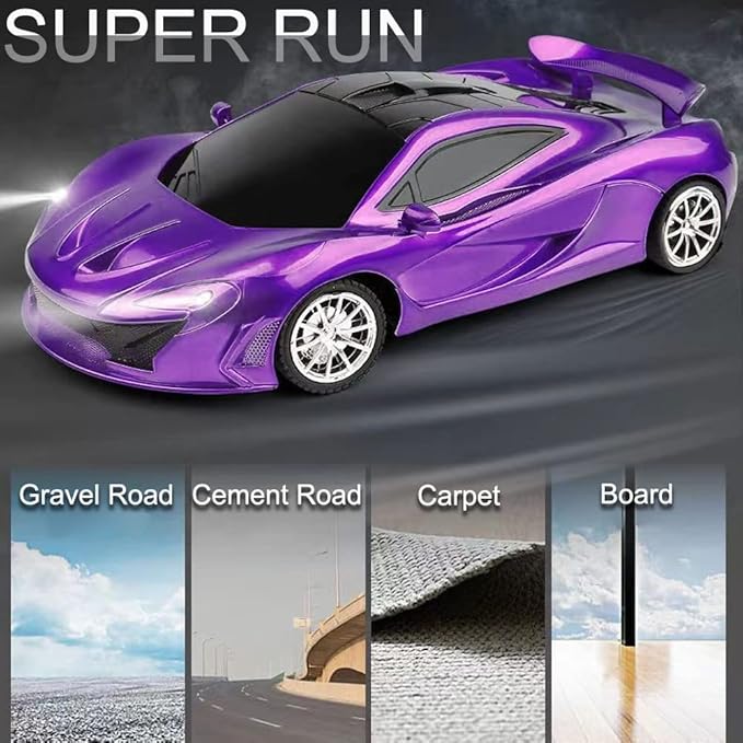 Remote Control Car for Girls, RC Sport Racing for Kids Hobby Toy, 2.4GHz Electric Power On Road High Speed Drift Model Vehicle with Led Headlight and Controller Rechargeable,Xmas Birthday Gifts Purple