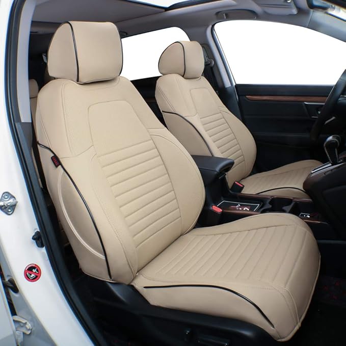 EKR Accord Car Seat Covers for Honda Accord 2023 2024 2025 LX(Rear Row W/Solid Backrest) Leather Car Seat Covers,Waterproof Car Seat Protectors,Trucks Seat Covers Full Set(Beige)