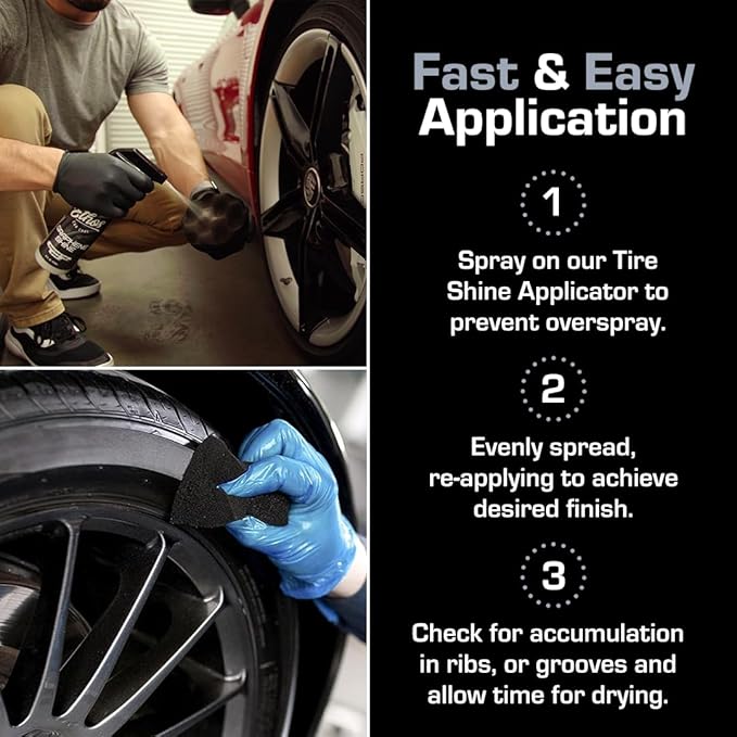 Ethos Graphene Shine - Trim & Tire Shine Spray, High Sheen, Non Greasy, Sling Free Finish! Conditions and Protects Rubber with UV Protection (16 Oz)