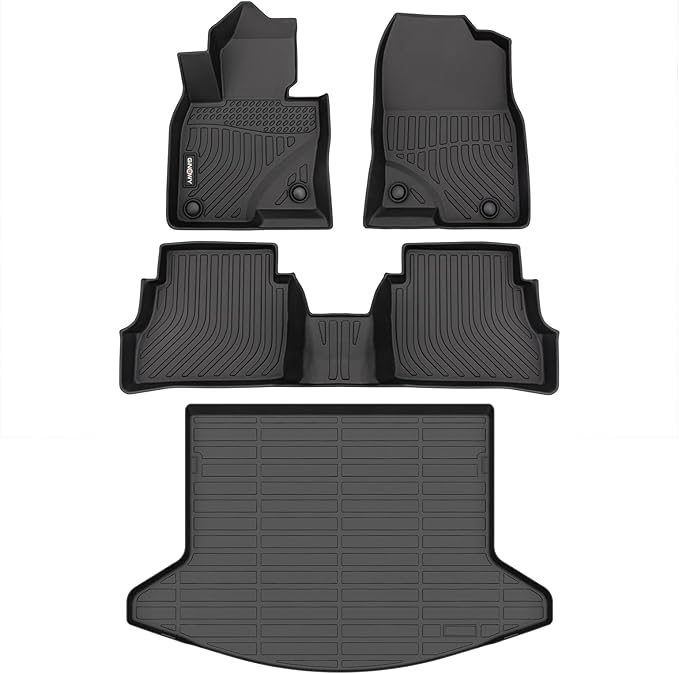 GINOWY- Floor Mats & Cargo Liner for Mazda CX-5 2022-2017, TPE All Weather Protection Car Mats for Mazda CX5, Non-Slip Trunk Mat Floor Liners Waterproof CX5 Accessories Mats Black