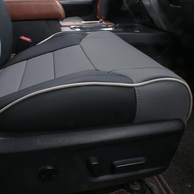 EKR Custom Fit Tacoma Car Seat Covers for Select Toyota Tacoma 2016 2017 2018 2019 2020 2021 2022 2023 Access Cab -Full Set,Leather(Black/Gray)