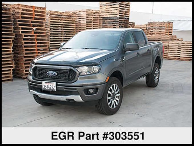 EGR 303551 SuperGuard Smoked Acrylic Hood Shield Compatible With Select 2019-2023 Ford Ranger Trucks - Durable, Easy Installation