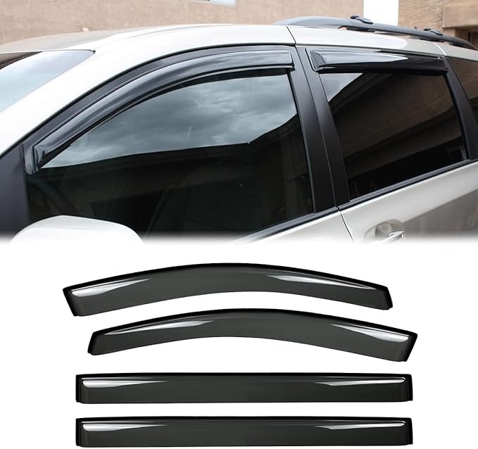 4pcs Outside Mount Style Window Rain Guards Durable Side Wind Deflectors Dark Smoke Vent Nice Window Visors Compatible with 11-20 Toyota Sienna XL30 Van
