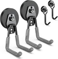 3-H Heavy Duty Magnet Garage Hooks 2 Pack, Large Strong Magnetic Hooks for Hanging Cordless Power Drill, Utility Magnetic Tool Holder for Metal Cabinet, Steel Pegboard, Toolbox, Garage(Grey)