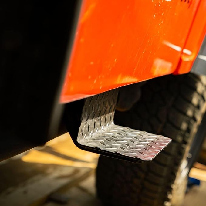 CJ5 Side Steps Compatible with Jeep © CJ Vehicles (Pair) - Solid Steel Construction - Metal Diamond Treadplate Traction Design - Universal Fitment on Classic CJ-5 (CJ7) (CJ5-BLACK)