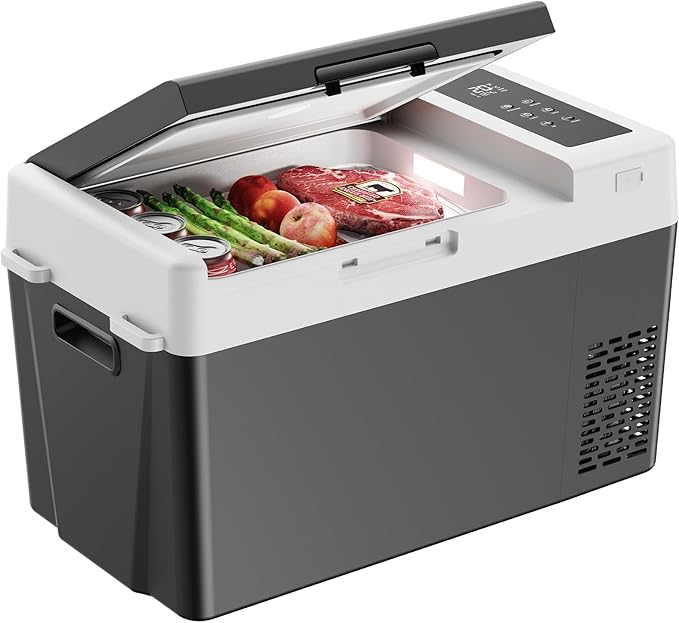 Marsail 12V Car Fridge 25QT Portable Freezer -4°F to 68°F, Compressor Cooler for Camping Travel Truck RV Home, Efficient Cooling & ECO Mode, Black