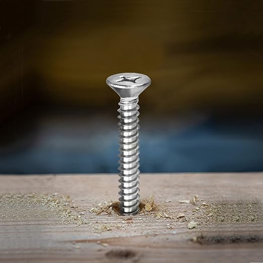 #12 x 1-1/4" Wood Screw 100Pcs 18-8 (304) Stainless Steel Screws Flat Head Phillips Fast Self Tapping Drywall Screws by SG TZH