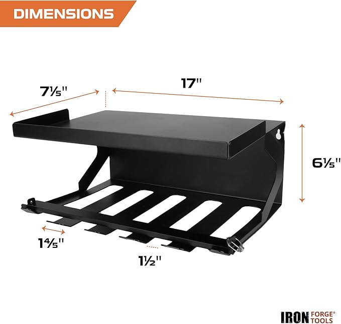 Metal Power Tool Organizer Wall Mount - 5 Drill Holder Cordless Powertool Dock, Enclosed Utility Trailer & Garage with Locking Rack