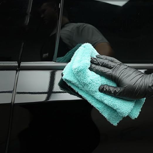 SPTA Microfiber Drying Towel Car Wash Drying Towel, 6 Pack Super Plush Edgeless Car Wash Towels for Auto Detailing, 16.1x17.7 in, 420GSM, Teal Blue-MT039