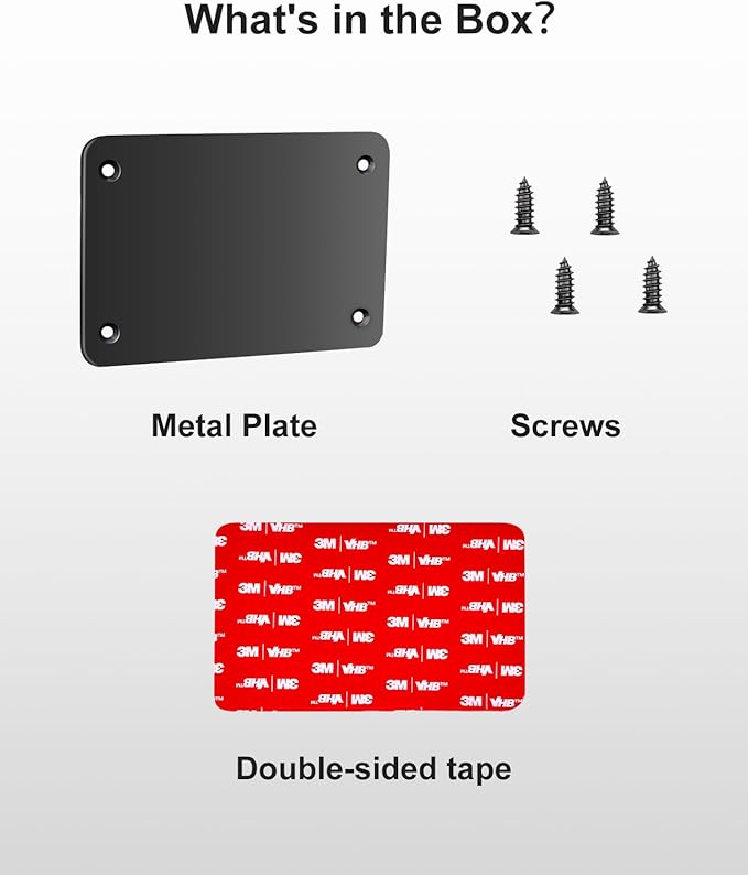 Metal Mounting Plate for Magnetic Wireless Backup Camera, 4.6"x3.1" Metal Base with 2mm Edge, Screw & Double-Sided Adhesive Installation – Compatible with RVs, Trucks, Trailers