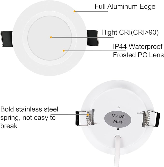 RV Boat Recessed Ceiling Light 6 Pack 12V LED Puck Light with Hole Puncher DC 12V 3W Full Aluminum Downlights for Under Cabinet Camper Vans RV Interior Lighting,5500-6000k