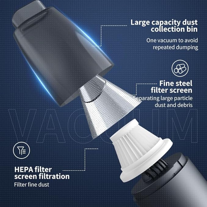 Mini Handheld Vacuum, 13000PA Portable Cordless Car Vacuum Cleaner, Suction and Blow 2 in 1 Dust Removal Vacuum Cleaner for Car, Mouse, Keyboard, Laptop, Home, Kitchen, Office(Mint Green)