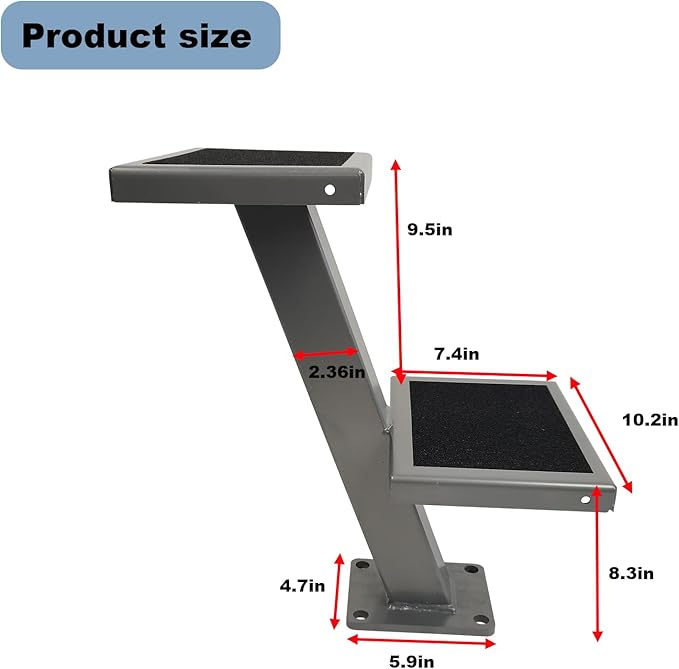 Universal 2 Double Steps Boat Trailer Ladder Boarding Step Fit for Trailer Tongue up to 3" x 4"