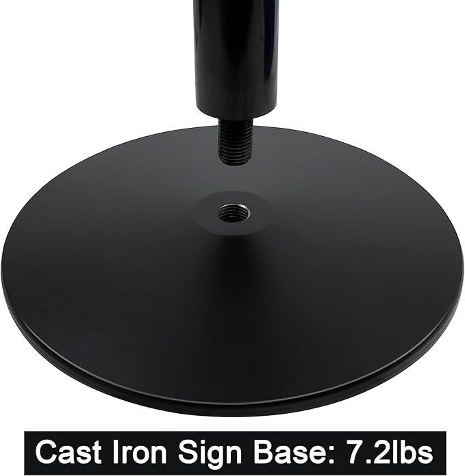 Parking Sign Post 48" Heavy Duty Cast Iron Parking Signs Stand, Movable Sign Stand for Hanging Signs, Black (2 Packs, 15pounds)