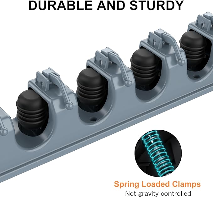 nacena Broom Holder Wall Mount, 2 Packs grey Wall Hanging Garden Tool & Utility Closet Organizer Mop & Broom Hook Wall Mounted Heavy Duty Broom and Mop Organizer Wall Hanging for Bathroom, garage