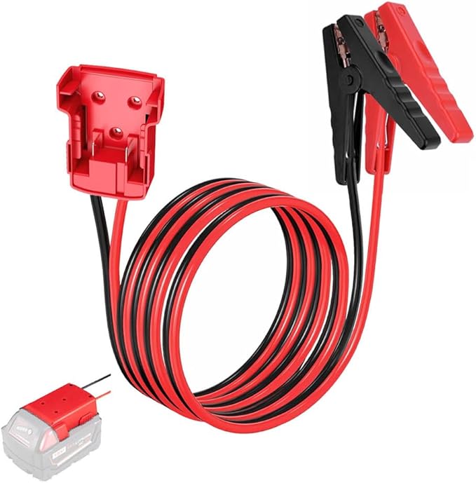 Jumper Cable Clamps Compatible with Mil.waukee M18, Silicone wire 6FT 8AWG Cable,18V Battery Jumper Starter for Mid-Size Cars Light Trucks Car Jump Starting Using Tool, 392 ℉ (200℃)
