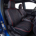 EKR Custom Fit Tacoma Car Seat Covers for Select Toyota Tacoma 2016 2017 2018 2019 2020 2021 2022 2023 Double Cab/Crew Cab - Full Set,Leather(Black with Red Trim)