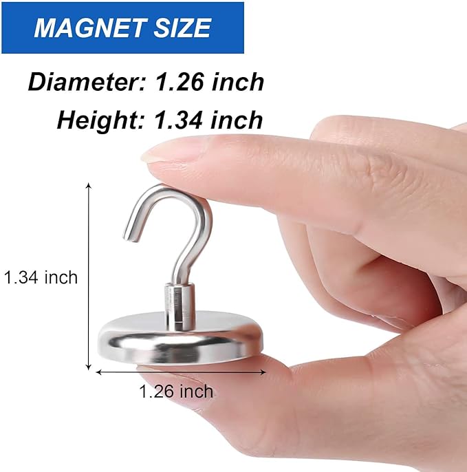 LOVIMAG 100LBS Heavy Duty Magnetic Hooks, Strong Neodymium Magnet Hooks for Hanging, Rare Earth Magnets with Hooks for Locker Accessories, Kitchen, Classroom, Office, Ceiling,Cruise Cabins, etc-12pcs