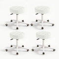 Small Chair Round Rolling Stool with Wheels PU Leather Height Adjustable Swivel Drafting Work SPA Salon Stools Home Office Chair,4 Pack