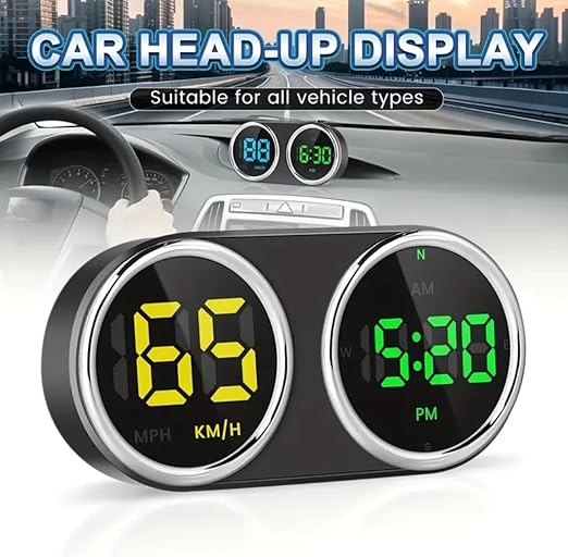 GPS Heads Up Display for Cars Digital Dashboard Speedomete with MPH/KMH, Universal HUD Display Car with 2M USB Cable and Clock, QC3.0 Fast Charger, Plug & Play for Car Boat Truck Motor SUV Golf Cart