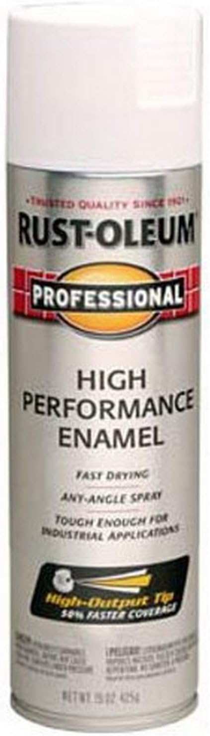 Rust-Oleum 239108 Professional High Performance Enamel Spray Paint, 15 Oz, Semi-Gloss White