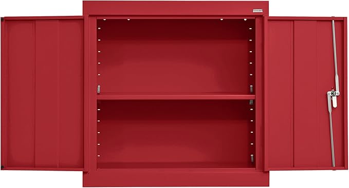 Sandusky Lee WA11301226-01 Wall-Mount Metal Storage Cabinet with Adjustable Shelf, Locking Handle, 200lb Capacity, 12" Depth x 30" Width x 26" Height, Red