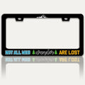 Not All Who Wander are Lost License Plate Frame Mountains Compass License Plate Holders Funny Stainless Steel Auto Accessory Bracket 2 Hole with Screws Universal Us Car License Plate Frames 6x12 Inch