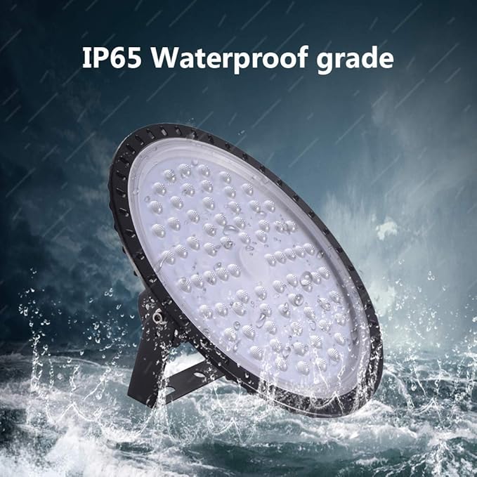 Viugreum 10 Pack 300W UFO LED High Bay Light, 30000LM 6500K Daylight White Ultra Thin LED Warehouse Lighting, IP65 Waterproof Commercial Bay Lighting for Garage Barn Workshop