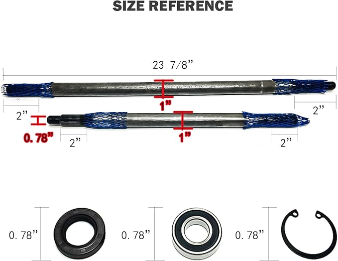 LOSTAR Golf Cart Driver/Passenger Side Rear Axle Shaft with Bearing Seal Kit Compatible with 1994-2013 EZGO TXT Medalist Replacement OEM# 20377G11 20377G12