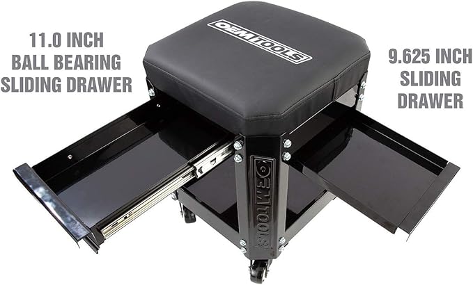 OEMTOOLS 24994 Workshop Creeper Seat, Rolling Stool with Tool Storage, Mechanic Stool for Garage Work, 280 lb Capacity