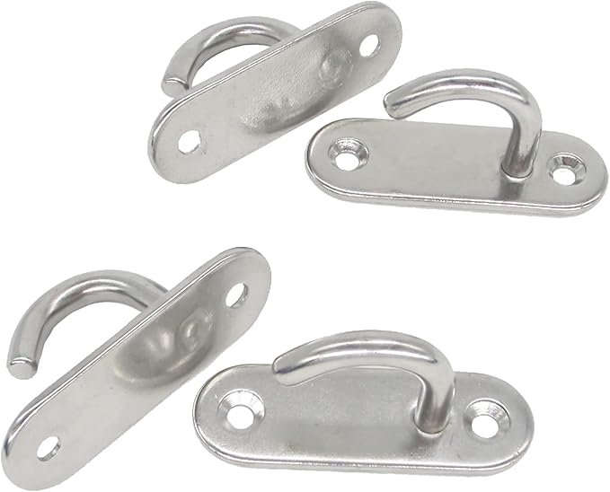 Stainless Steel Ceiling Hooks & Wall Hangers - Heavy Duty M8 Screw Mount, Rust-Proof Anchor Straps for Garage, Outdoor, Storage (4-Pack)