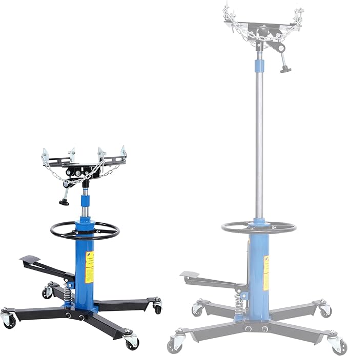 Transmission Jack 1660 lbs/ 0.75 Ton Capacity Hydraulic Telescopic Transmission Jack 34" - 68" Adjustable Height Telescoping Transmission Hydraulic with 360° Swivel Wheels Lift Hoist