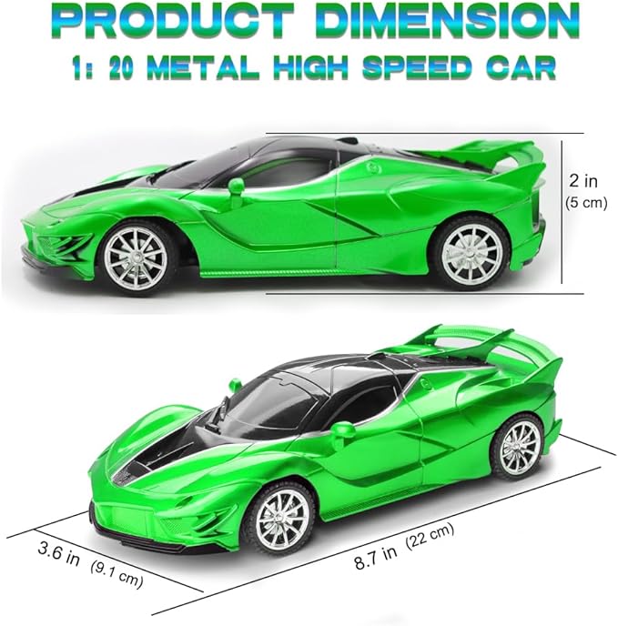 RC Cars - Remote Control Car for Kids, 2.4GHz Sport Racing Hobby Electric High Speed Drift Model Vehicle with Led Headlight and 2 Controller Rechargeable,Toys Car for Boys Age 4-7 8-12(Green)