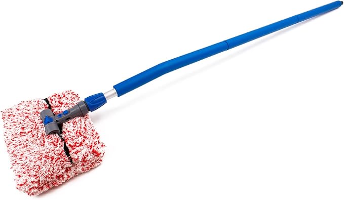 Autofiber [Mitt on a Stick PRO] Adjustable Head Car Wash Brush | 61" Sectional Angled Pole (Red Dragon Cover)