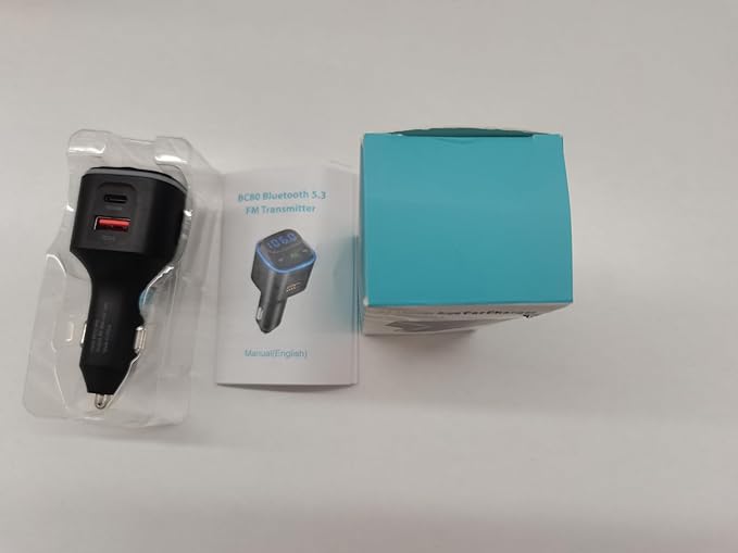 Bluetooth 5.3 FM Transmitter Car Adapter [PD36W & QC18W] [Fast Charging] Wireless Radio Adapter HiFi Bass Sound Hands-Free Calling LED Display with Light Switch Support Bluetooth/U Disk/TF Card