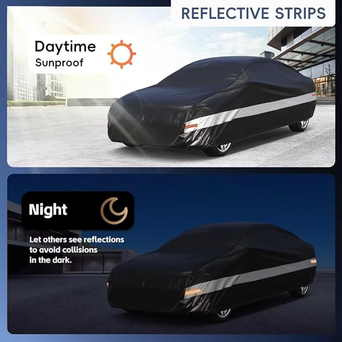 Holhtly Car Cover Custom Fit for Dodge Charger， Car Covers for Automobiles All Weather Waterproof Sun Snow Rain Wind Dust Protection, Outdoor Car Cover Black & Grey