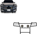 Black Horse Grille brush Bumper Guard Modular Come With pair of 7.0"Dia.LED Lights with Black Trim Rings Compatible with 2016-2019 Honda Ridgeline-17H01MA-PLB