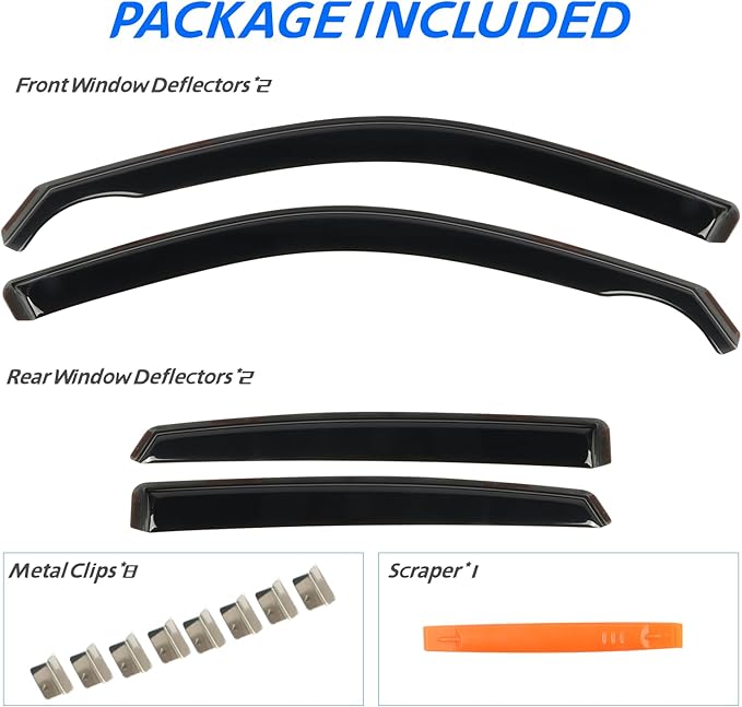4pcs in-Channel Rain Guards Fit for 2022 2023 2024 Honda Civic Hatchback，Smoke Tinted Window Visors Sun Shields, Wind Deflector, Durable Vent Visors Shade