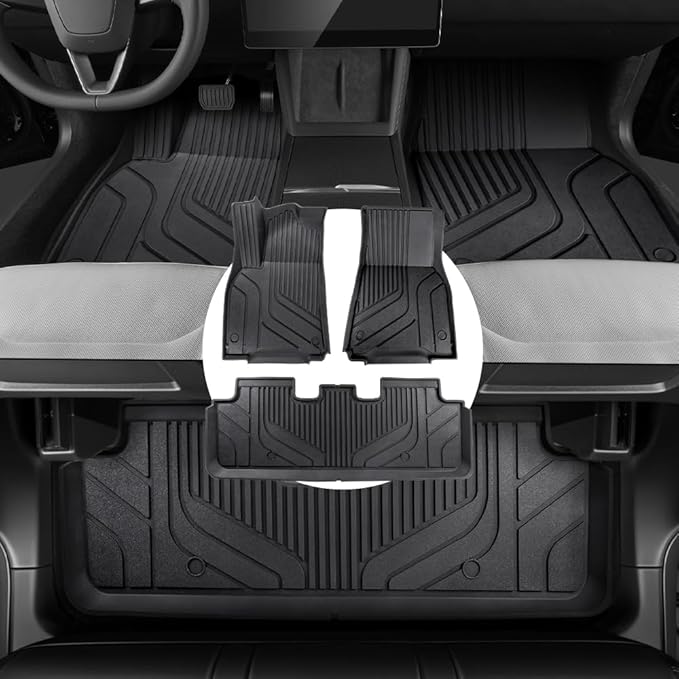 Tesla Model Y Floor Mats for Tesla Model Y 2020-2024,TPE All Weather Custom Fit Floor Liner 1st and 2nd Row Car Liners,Tesla Interior Accessories (Model Y Floor Mats 3PCS)