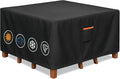 Outdoor Waterproof Furniture Cover, 62W x 62L x 28H inches Heavy Duty 600D Square Table and Chair Set Protection, Black