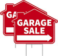 2PC Garage Sale Yard Sign with Stakes, 17 Inches by 13 Inches - Double Sided Signs - Corrugated Plastic